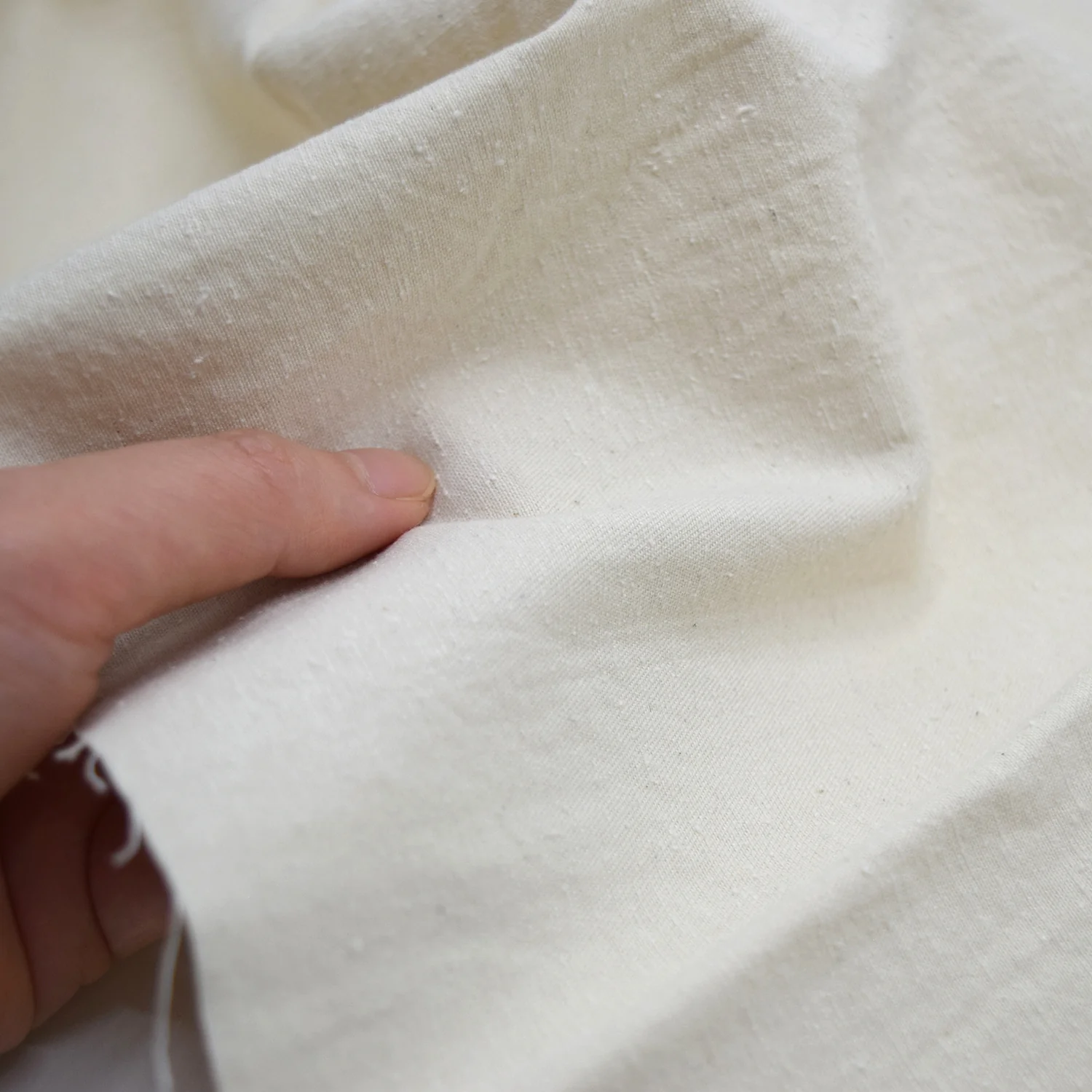 Yarn Dyed Cotton Silk Lightweight Denim - Ecru - Image 3