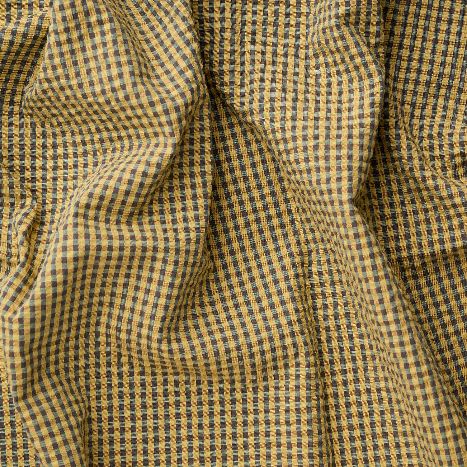Yarn Dyed Gingham Seersucker Organic Cotton Fabric - Yellow TS-2039-1
