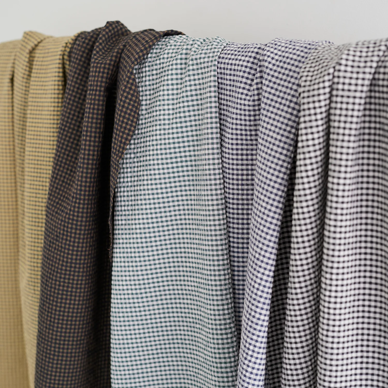Yarn Dyed Gingham Seersucker Organic Cotton Fabric - Yellow TS-2039-1 - Image 18